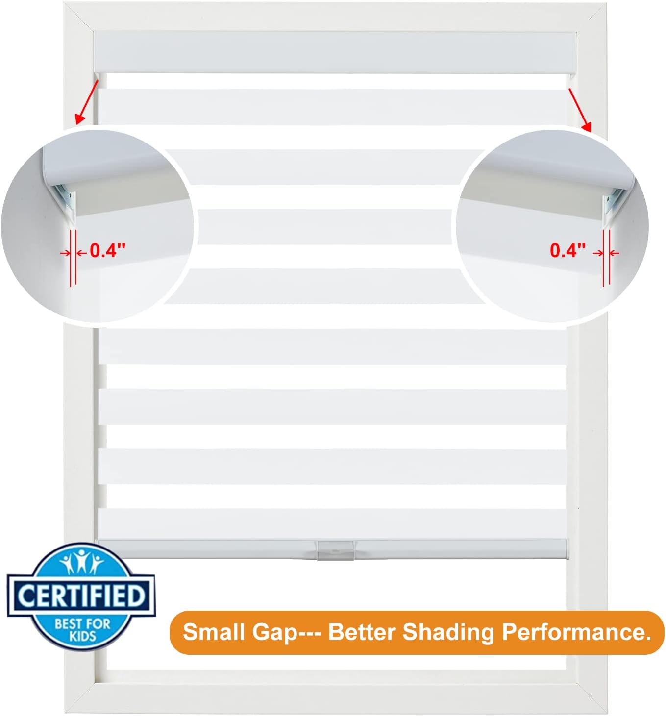 Persilux Cordless Zebra Blinds for Windows (15" W x 64" H, White) Light Filtering Zebra Shades for Indoor Windows, Sheer Shades Thermal Insulated Blinds with Upgraded Cassette, Window Shades for Home