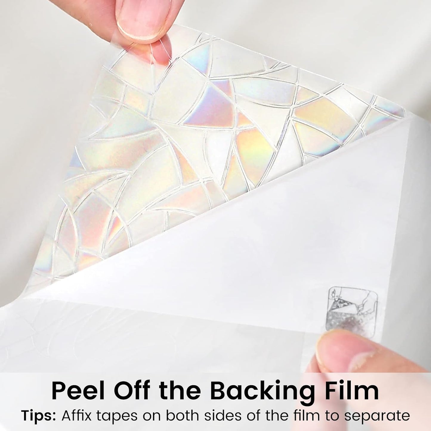 DOWELL Window Privacy Film, Rainbow Window Film, Decorative Stained Glass Clings, Static Cling Door Sticker, Non-Adhesive 3D Decals for Home UV Protection, 23.6 x 118.1 inches