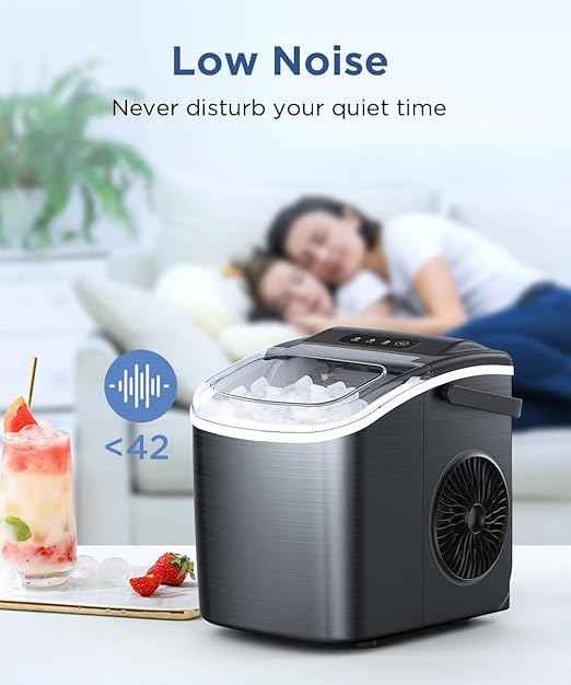 COWSAR Ice Maker Countertop, Portable Ice Machine with Self-Cleaning, 26.5lbs/24Hrs, 9 Bullet Ice Cubes in 6 Mins, Ice Basket and Scoop, Ideal for Home, Kitchen, Bar, Camping
