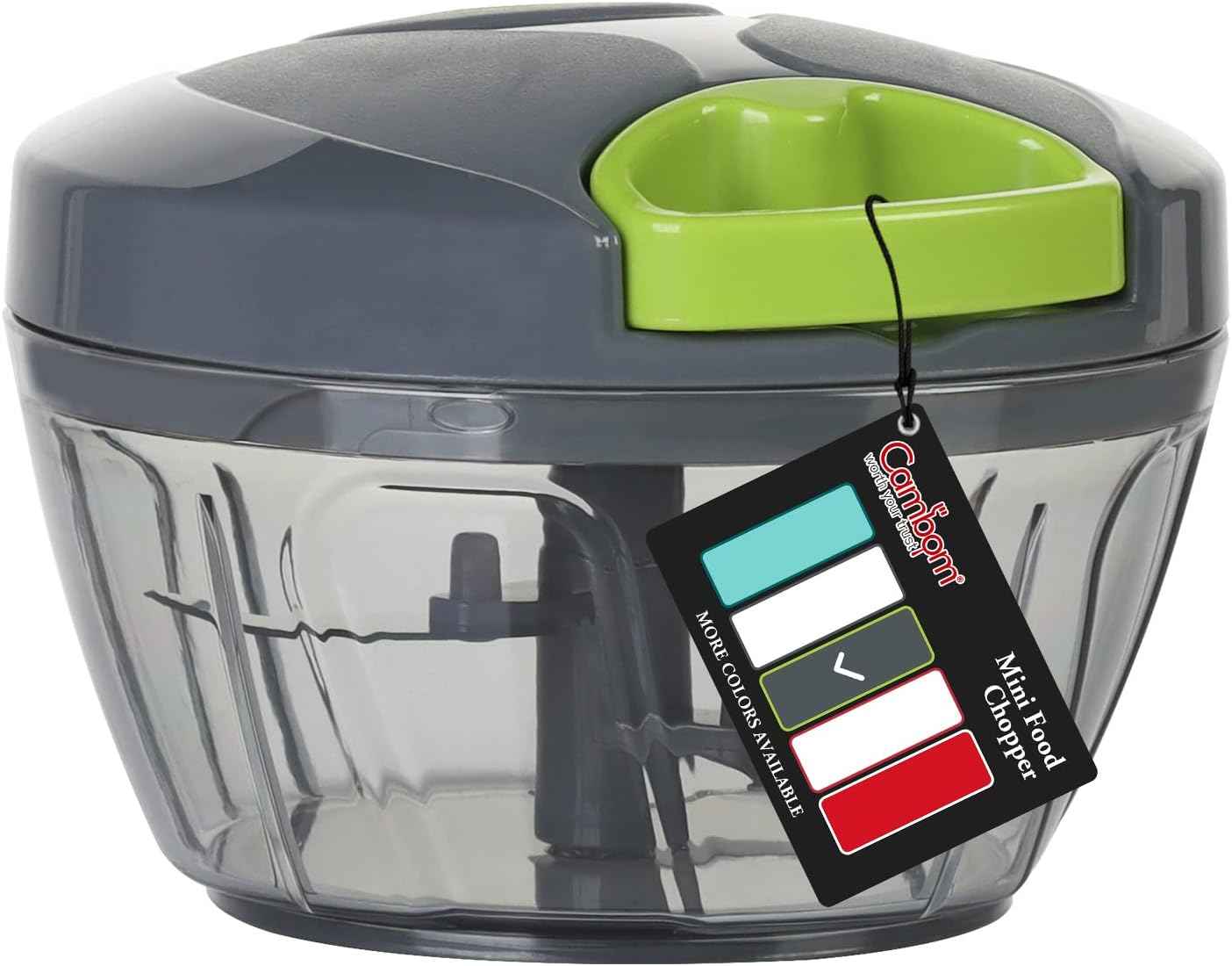 Cambom Manual Food Chopper Vegetable Cutter, Hand String Vegetable Chopper Onions Cutter for Vegetable Fruits Nuts BPA Free Food Safe Material, 500ml Gray