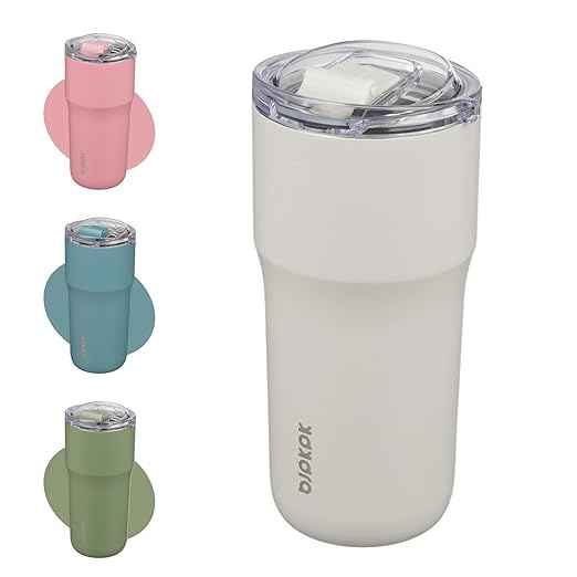 BJPKPK Insulated Tumbler,20oz Stainless Steel Tumbler with lid,Double Wall Travel Coffee Mug Thermal Cup,Keep Drinks Cold and Hot,White