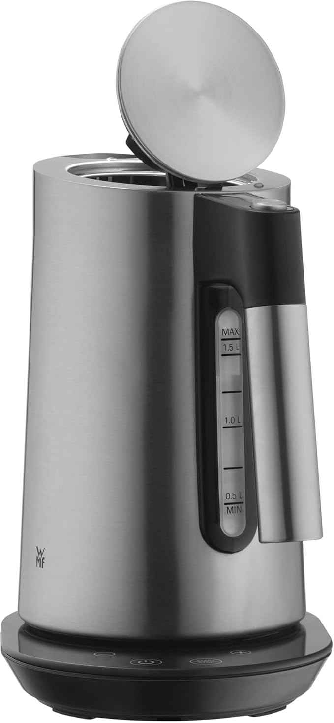 WMF Kineo Wasserkocher mit Temperatureinstellung 1,6l, Kalkfilter, 3000 W, Live-Temperaturanzeige, elektrischer Wasserkocher edelstahl matt