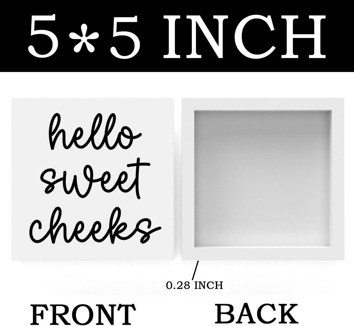 Hello Sweet Cheeks Bathroom Decor, Funny Bathroom Signs Decoration, Black and White Bathroom Decoration, Bathrooms Decor for Shelves, Wooden Box Decoration Sign for Home Farmhouse Living Room Table