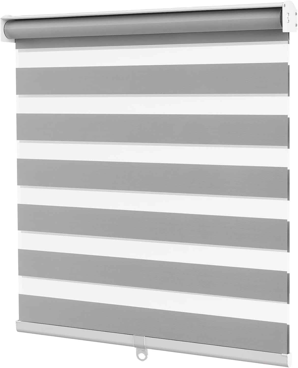 Zebra Blinds, Cordless Blinds for Windows, Roller Shades, Double Layered, Sheer Privacy or Light Filtering Shades for Day and Night, Window Blinds for Home, Office, 34W X 64H, White