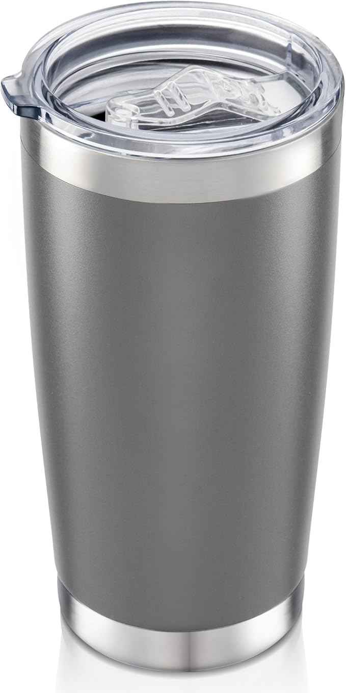20 oz Tumbler with Lid Stainless Steel Insulated Tumblers Double Wall Vacuum Coffee Mug Powder Coated Tumbler Cups for Cold and Hot Drinks, Grey, 1 pack