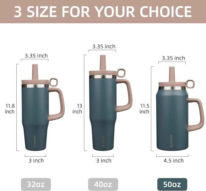 BJPKPK 50oz Insulated Tumbler with Handle Stainless Steel Travel Coffee Mug with Lid Reusable Large Water Bottle with Straw,Navy Blue