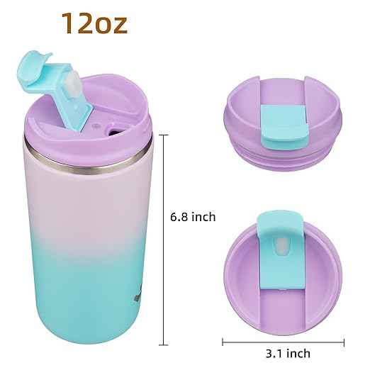 Konokyo Tumbler with Lid, 12 oz Travel Coffee Mug Double Wall Vacuum Stainless Steel Thermal Metal Cup Insulated Water Bottle,Lavender Green