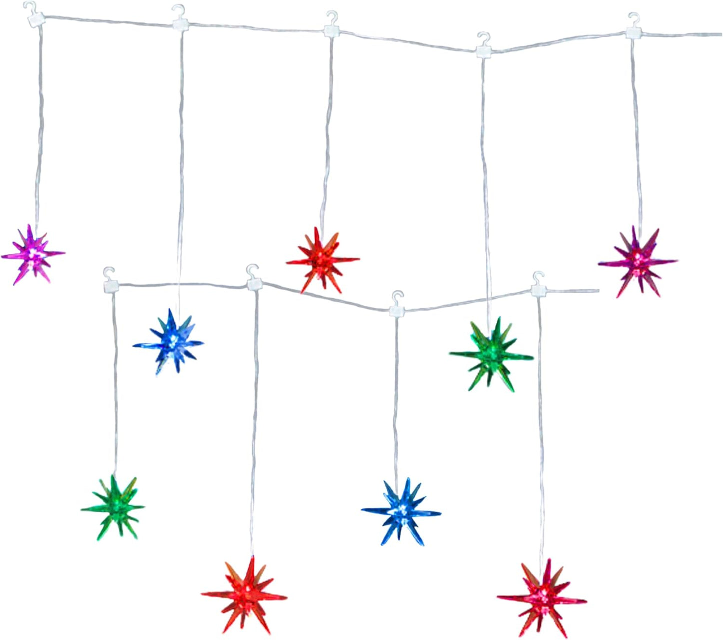 Multi-Color Changing Starburst Christmas Lights – 48" LED Light Strand with 9 Acrylic Starbursts – Color Changing Holiday String Lights for Indoor Outdoor Christmas Decor, Tree, Mantel, Window