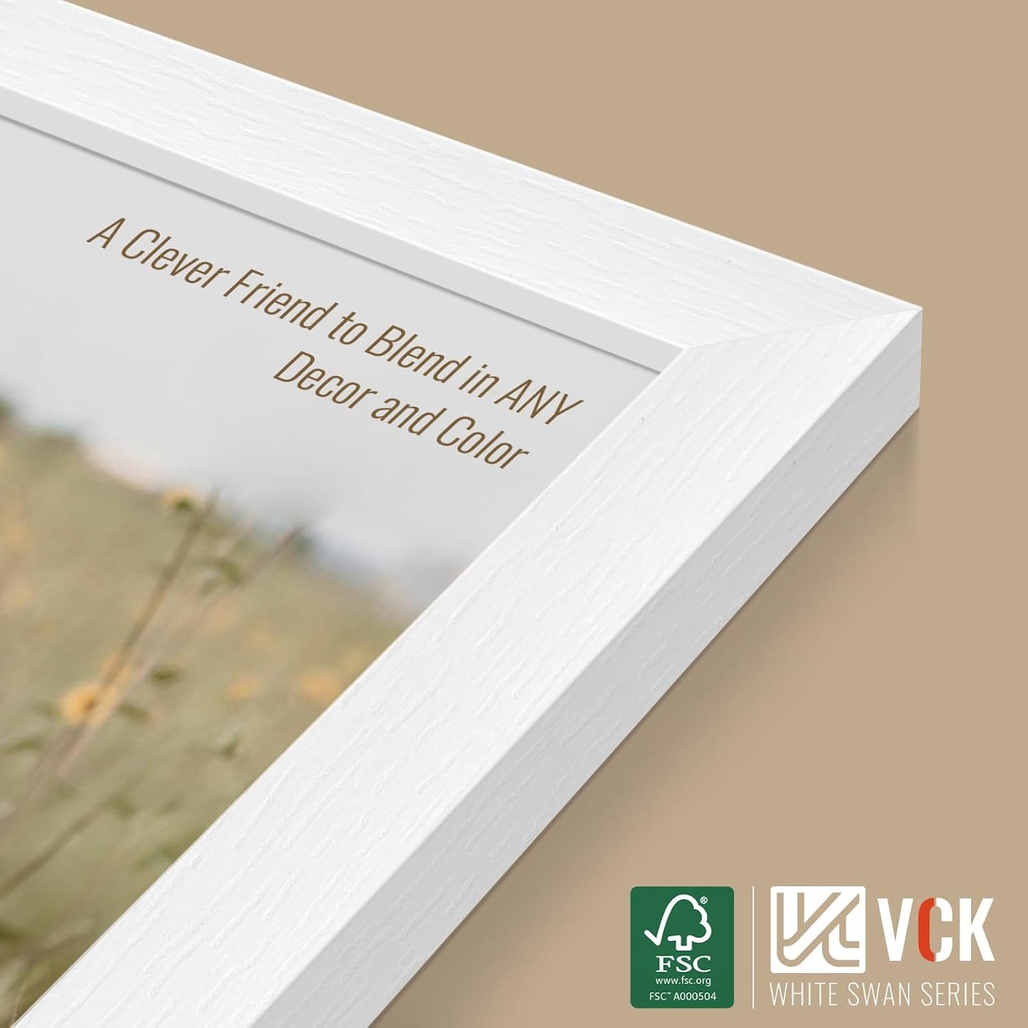 VCK 24x30 Poster Frames Set of 3, White Solid Wood Picture Frame, Textured Exclusive Gallery Frame - Wall Hanging