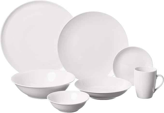 10 Strawberry Street 52 Pc Coupe Dinnerware Set, Service for 8, White,SM-5200-CP-W