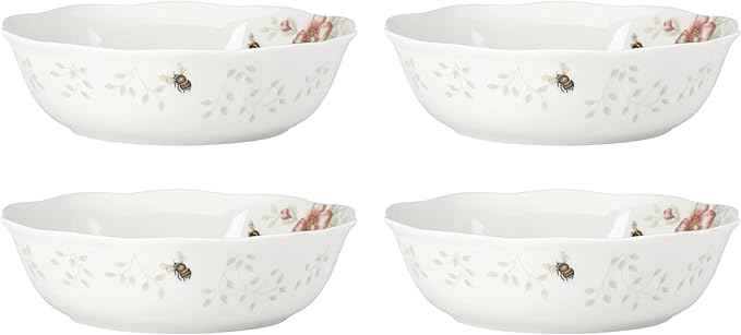Lenox Butterfly Meadow Soup Bowls Set of 4, Service For 4, Dishwasher Safe, 32-Fl Oz Capacity, 7.75-Inch Diameter, 4-Piece Soup Bowl Set