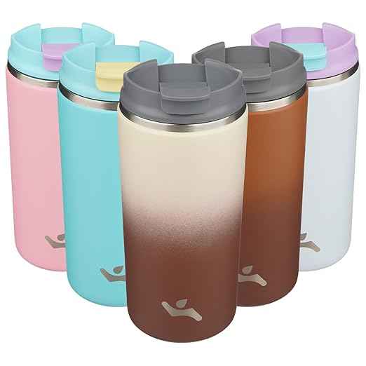 Konokyo Tumbler with Lid, 12 oz Travel Coffee Mug Double Wall Vacuum Stainless Steel Thermal Metal Cup Insulated Water Bottle,Latte