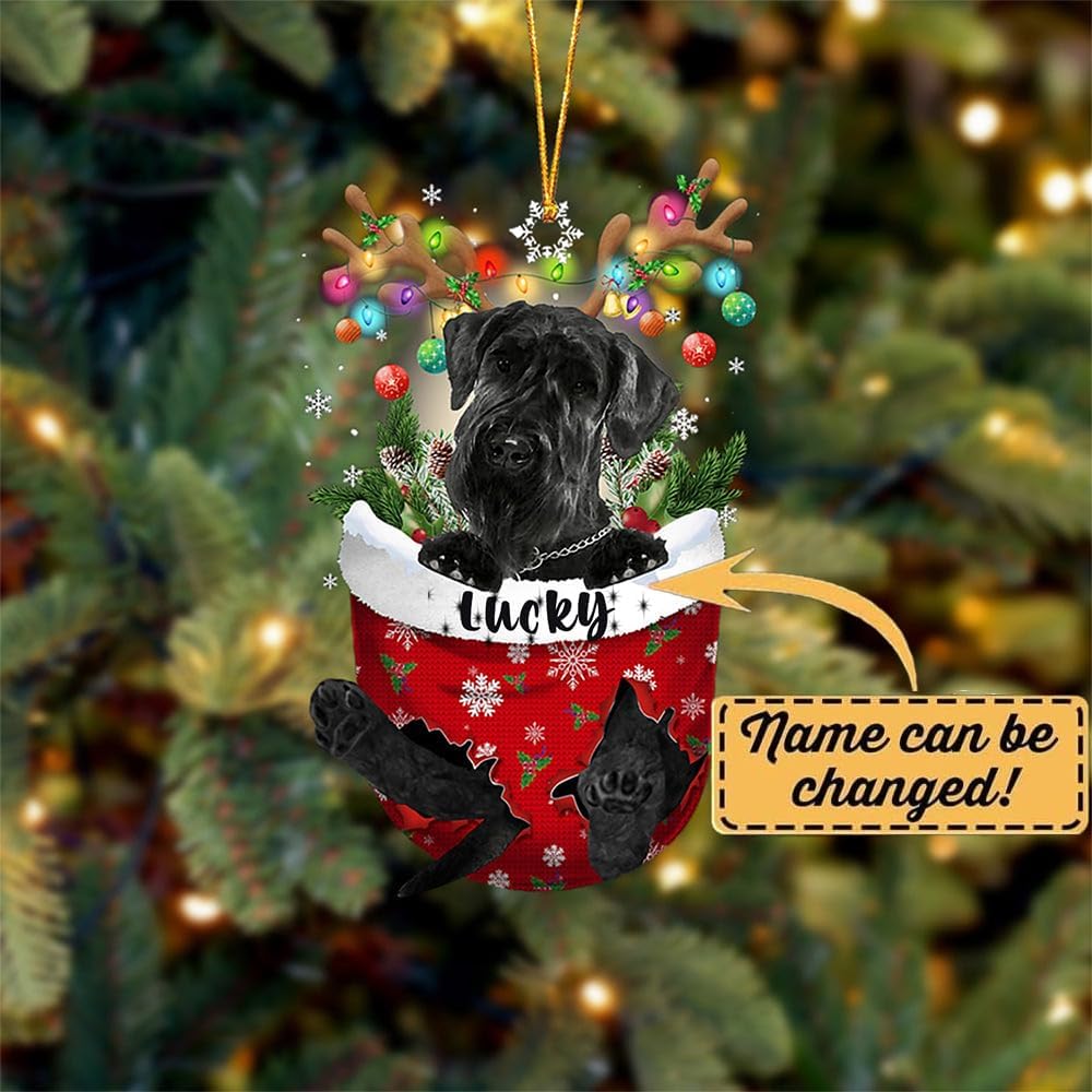 Giant Schnauzer Dog Christmas Ornament, Giant Schnauzer in Snow Pocket Christmas Tree Ornament, Dog Lovers Gift Idea Xmas Decor, Christmas Decorations for Tree, Christmas Ornament Gift for Dog Lovers