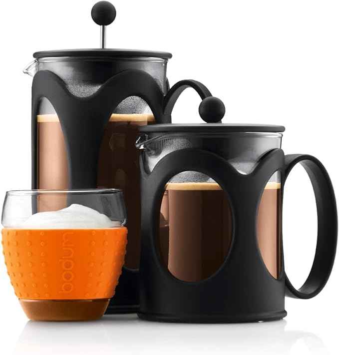 BODUM 10683-01 Kenya French Press Coffee Maker, Borosilicate Glass - 4-Cup (0.5 L), Black
