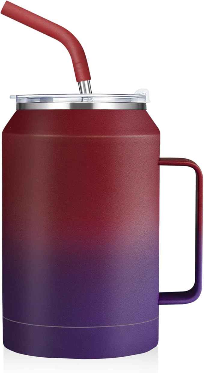 Zenbo 32 oz Mug Tumbler – Stainless Steel Vacuum Insulated Mug with Handle,Lid and Straw,Keeps Drinks Cold up to 36 Hours – Sweat-Proof Body, Dishwasher Safe