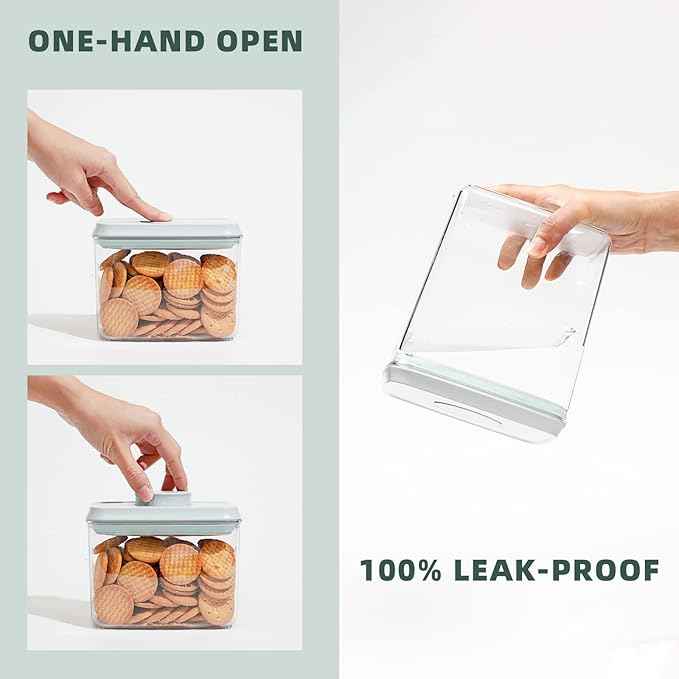 Pop Top Food Storage Containers, Leakproof Pantry Food Storage Containers, Kitchen Storage Containers with Lids Airtight 3-Piece - 3.5Qt/2.1Qt/1.3Qt