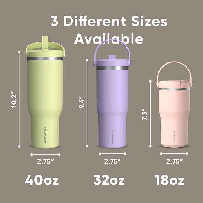 Hydrapeak Nomad 32 oz Tumbler with Handle and Straw Lid, Leakproof, Double Insulated, 32oz Cup Stainless Steel (ST-Latte)