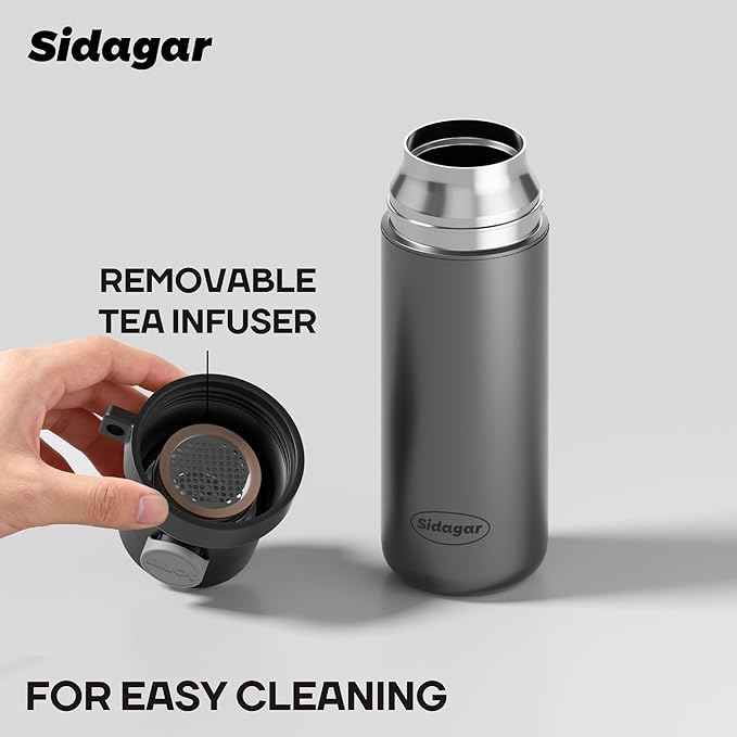 18 oz Insulated Water Bottle, Stainless Steel Travel Mug with Lid, Double Wall Vacuum Sports Water Bottle, BPA Free, Leak-Proof, Fits in Car Cup Holder, Great for Men Kid School, Black