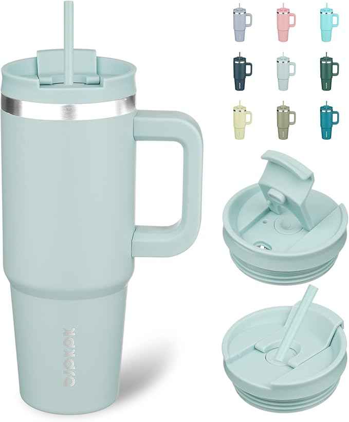 BJPKPK 30 oz Tumbler With Handle Insulated Tumblers With Lid And Straw Stainless Steel Thermal Cup,Blue Haze