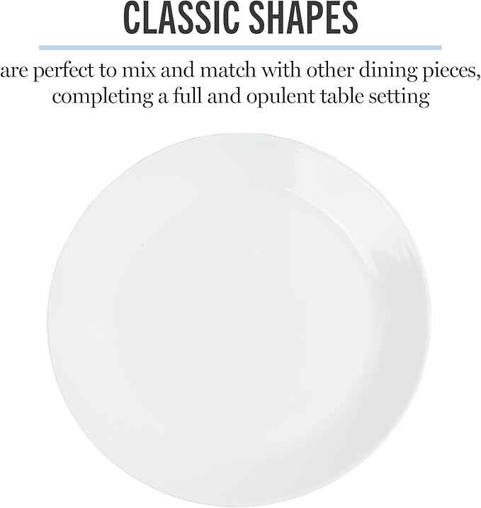 Martha Stewart Opalton Dinner Plates 6-Piece 10-Inch Plate Set – Chip and Break Resistant Opal Glass Plates - White
