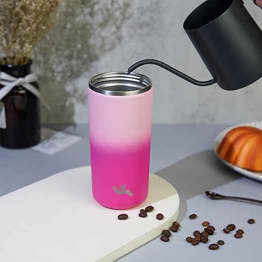 Konokyo Tumbler with Lid, 12 oz Travel Coffee Mug Double Wall Vacuum Stainless Steel Thermal Metal Cup Insulated Water Bottle,Cherry