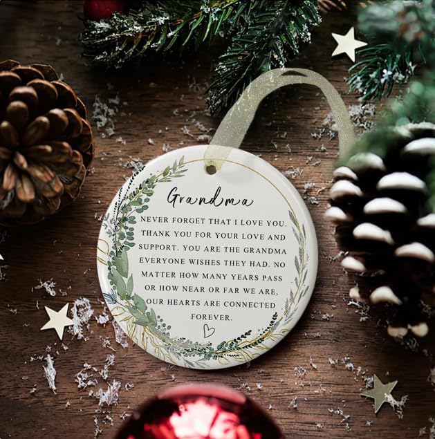 Grandma Ornaments 2025 Grandma Xmas Ornament Christmas Ornament Forever Best Ever Gift Double-Sided Printing Ceramic (2.9"
