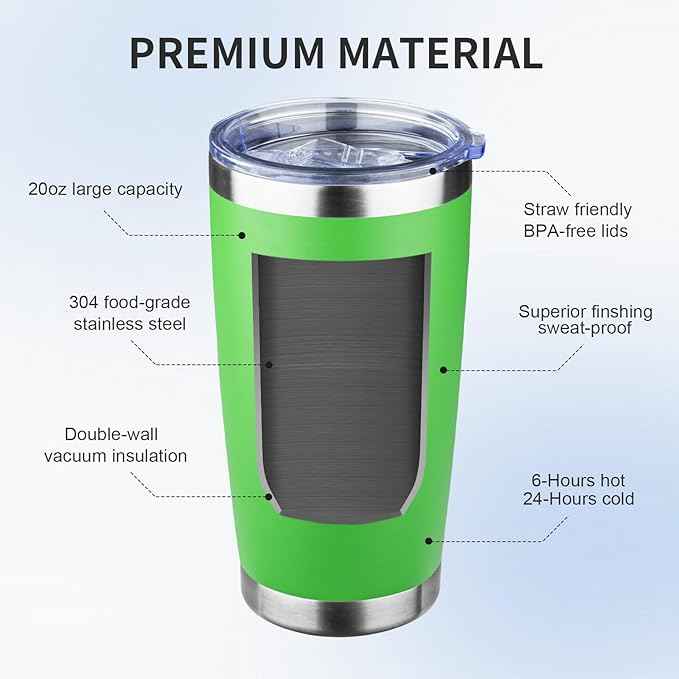 20oz Tumbler with Lid and Straw Double Wall Powder Coated Vacuum Insulated Coffee Tumbler Stainless Steel Insulated Travel Coffee Mug Spill-Proof Thermal Cup for Hot and Cold Beverage,Avocado Green