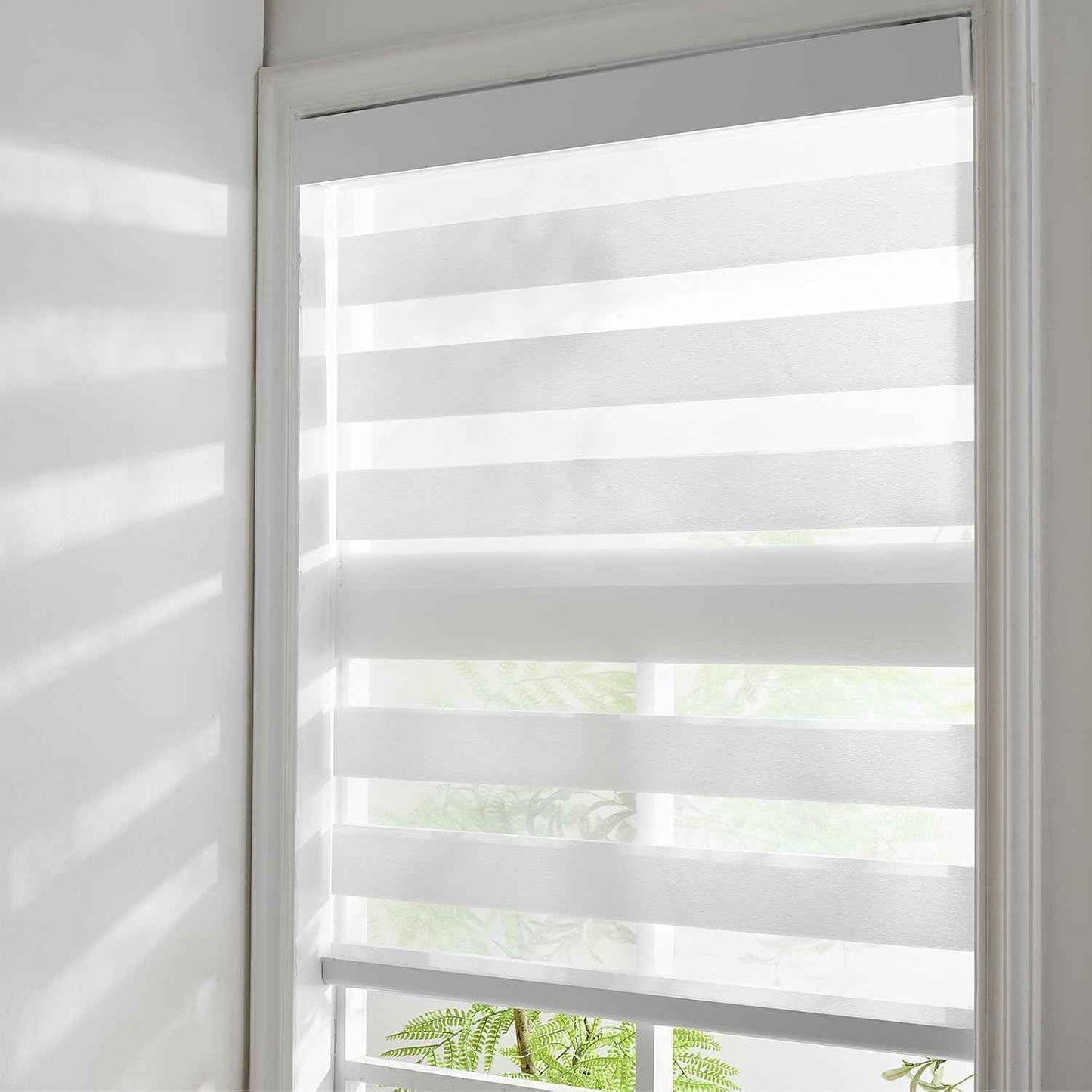 Zebra Roller Shades, Cordless Zebra Blinds for Window, Dual Layer Roller Window Blinds for Indoor, Light Control Light Filtering for Day and Night, 35''W X 72''H, White