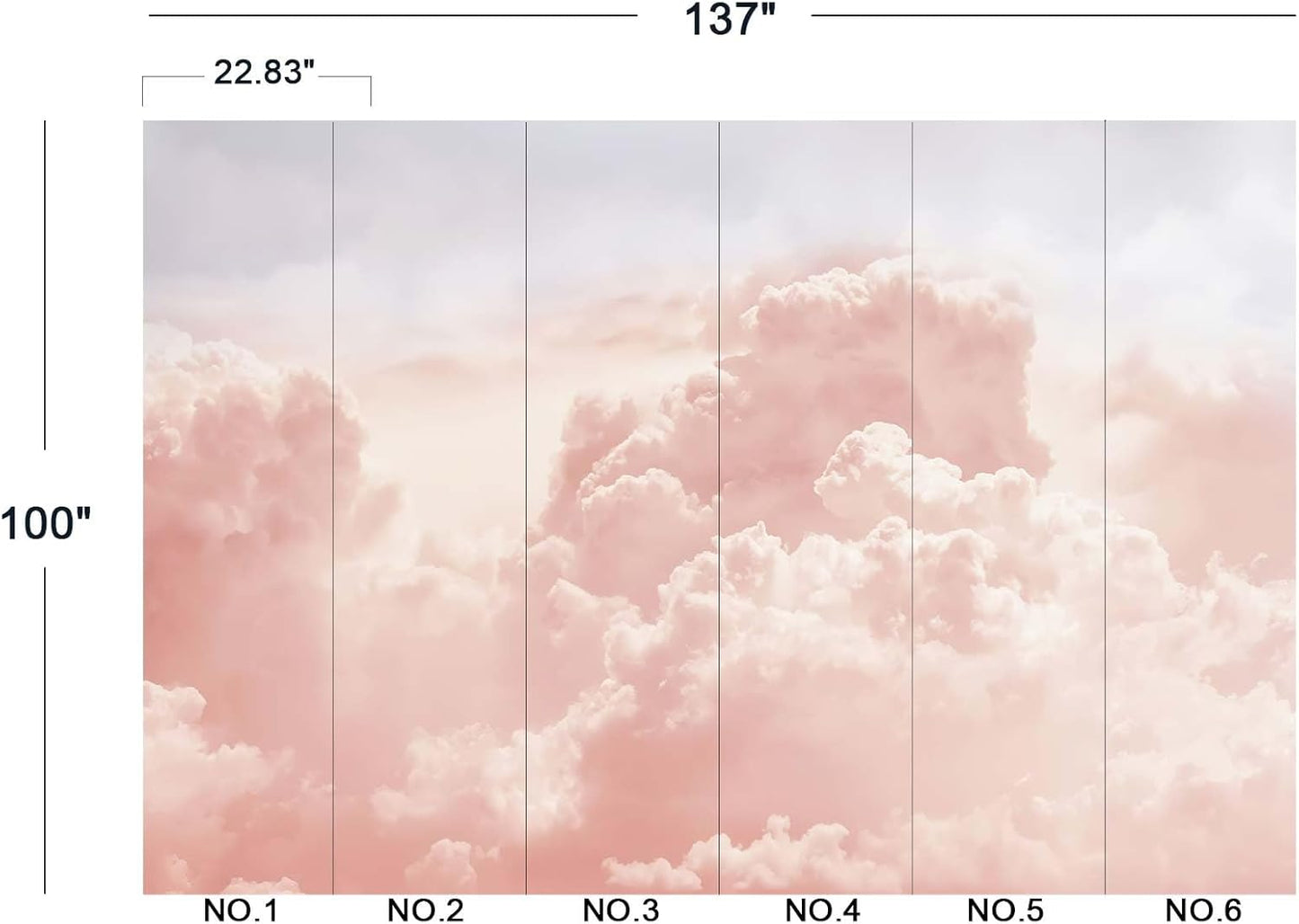 Pink Clouds Wall Mural Wallpaper for Bedroom 137" x 100"