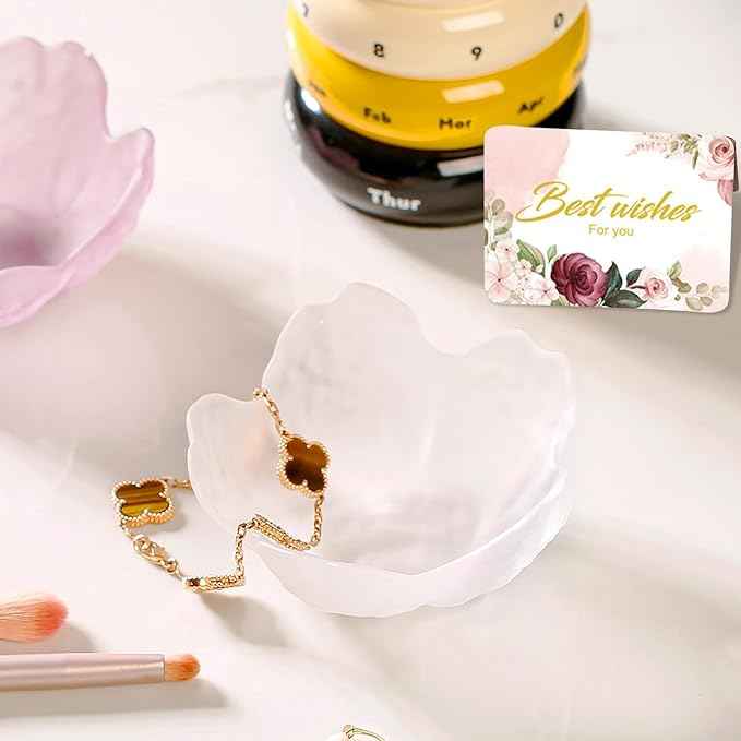 Gifts for Women Flower Jewelry Dish Ring Holder Jewellery Tray Vanity Organizer Room Decor Aesthetic Ring Holder Decorative Tray Trinket Dish Valentine's Engagement Birthday Gifts Stocking Stuffers