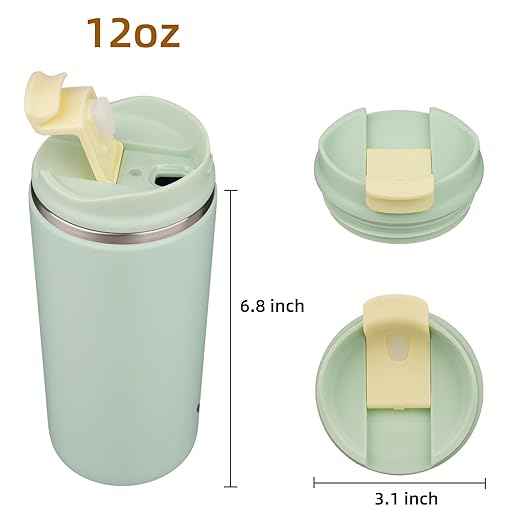 Konokyo Tumbler with Lid, 12 oz Travel Coffee Mug Double Wall Vacuum Stainless Steel Thermal Metal Cup Insulated Water Bottle,Macaron Green