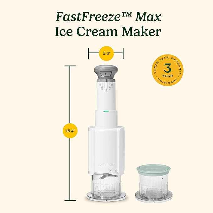 Cuisinart Ice Cream Maker – Cuisinart Fast Freeze MAX 5-in-1 Ice Cream, Milkshakes, Slushies, Sorbets and Mix-Ins, Freeze Wand, Two Large 1-Pint Mixing Cups with Lids, Easy to Clean, ICE-FD50