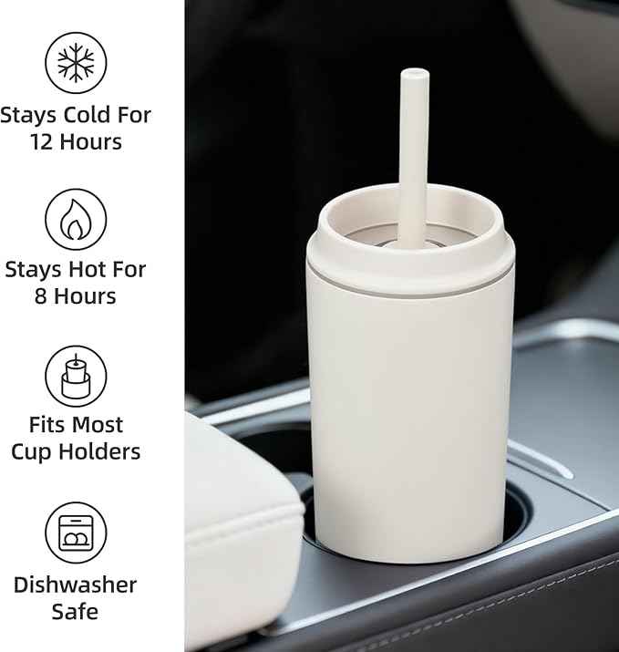 BJPKPK Insulated Tumbler with Lid and Straw,20 oz Stainless Steel Travel Coffee Mug,Spill Proof Thermal Cup,Keep Drinks Cold and Hot,White