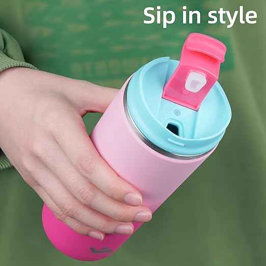 Konokyo Tumbler with Lid, 12 oz Travel Coffee Mug Double Wall Vacuum Stainless Steel Thermal Metal Cup Insulated Water Bottle,Cherry