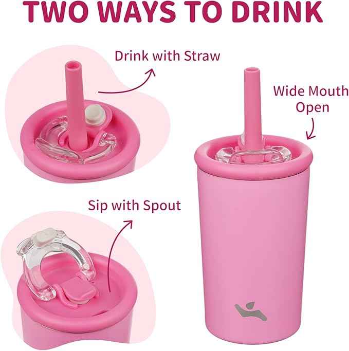 Konokyo 13oz Insulated Tumbler with Lid and Straw, Reusable Iced Coffee Cup with Lid, Travel Coffee Mug, BPA-Free, Leak-Proof and Durable, Rose Red