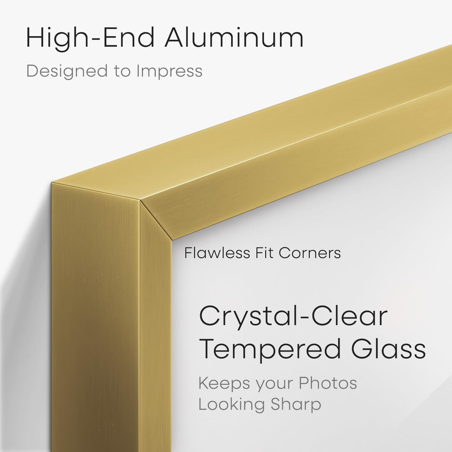 Homeforia 15x15 Picture Frame Gold, High End Metal 15 x 15 Square Poster Frame with Mat 11 x 11 Photo, 15x15 Frame Matted to 11x11 Print, 15by15 Gold Hanging Frames, Tempered Glass, Wall Kit, Set of 1