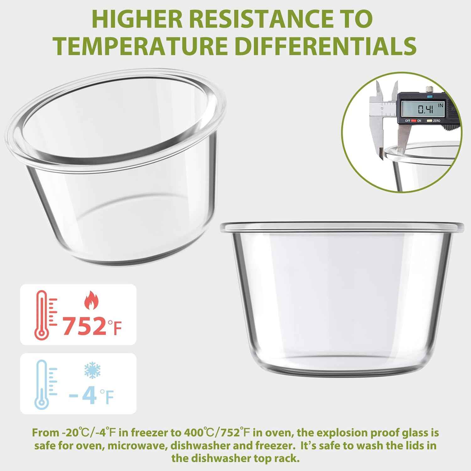16oz Glass Meal Prep Containers, Airtight 2 Cup Glass Storage Containers with Lids, Heat-Resistant BPA-Free Borosilicate Glass Soup Container for Leftover, Microwave, Dishwasher&Freezer Safe (4 Packs)