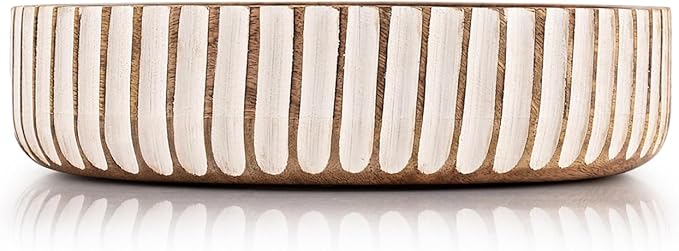 Kimona Fruit Bowls Wood Fruit Bowl or Decorative Bowl for Table Décor for Kitchen Counter or Farmhouse Christmas Centerpiece (10" X 10" X 2.5")