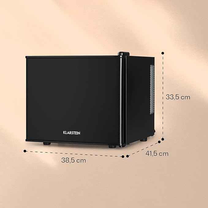 Klarstein Secret Place Mini Bar Mini Fridge Mini Snacks And Beverages Refrigerator (17L, 26 Db Noiseless, Removable Plateau, Stepless Temperature Control) Black