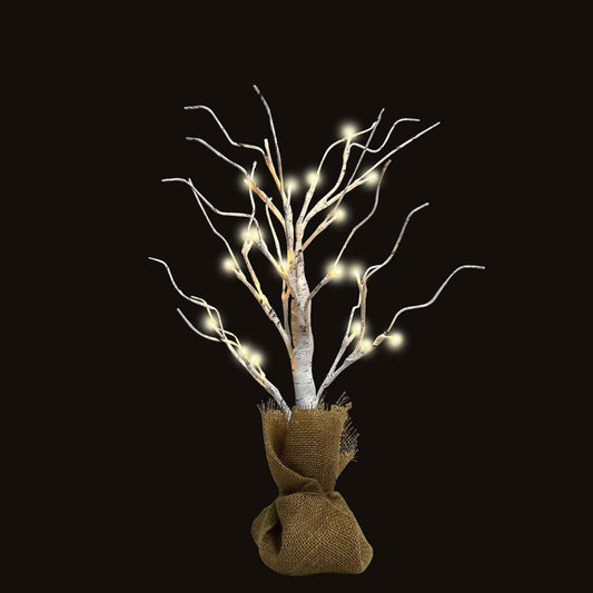 2FT Birch lamp 24 LED Tree Light Tabletop Tree Light Warm White Light Table Lamp Battery Operated Tabletop Tree with Timer and Linen for Birthday Gift Room Festival Decoration Home Party