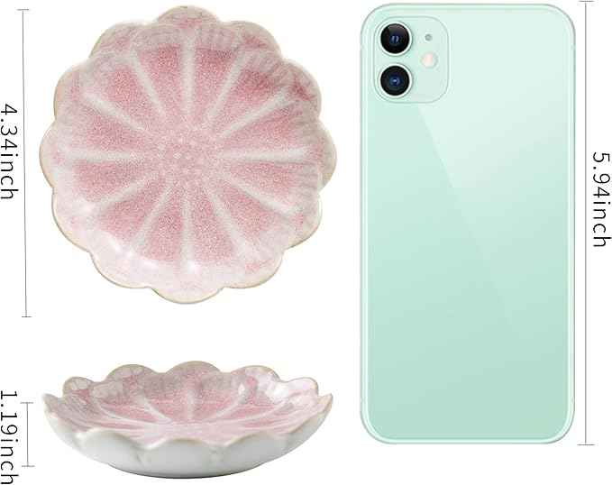 BEUNAIZER Jewelry Dish Tray, Ring Dish, Ceramic Trinket Tray, Key Bowl, Decorative Plate, for Friends Sisters Daughter Mother (pink)