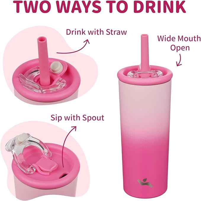 Konokyo 20oz Insulated Tumbler with Lid and Straw, Reusable Iced Coffee Cup with Lid, Travel Coffee Mug, BPA-Free, Leak-Proof and Durable, Cherry Blossoms