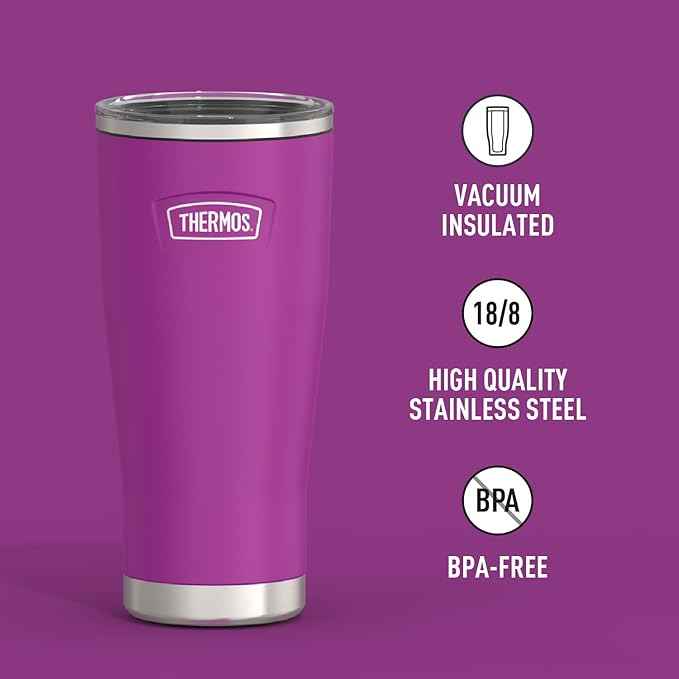 THERMOS ICON SERIES, Stainless Steel Tumbler with Slide Lock, 24 Ounce, Plum