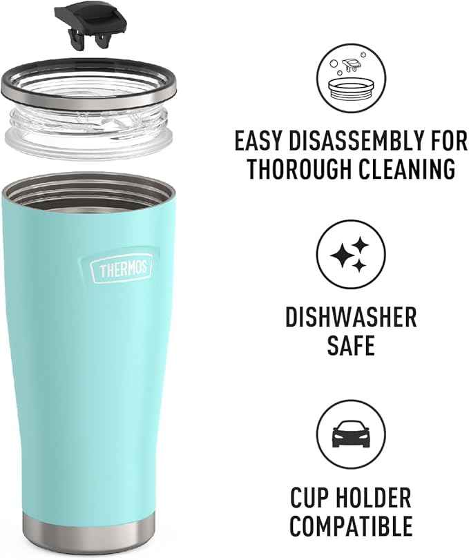 THERMOS ICON SERIES, Stainless Steel Tumbler with Slide Lock, 24 Ounce, Sea Green