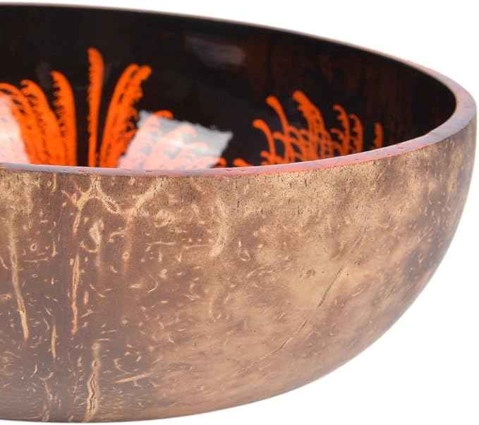 ChezMax Natural Coconut Bowl Mother of Pearl Inlaid Shell Bowls Key Bowl for Entryway Table Candy Container Nuts Holder Fruits & Dry Snack Storage Bowl Round Handcrafted Bowl for Decoration