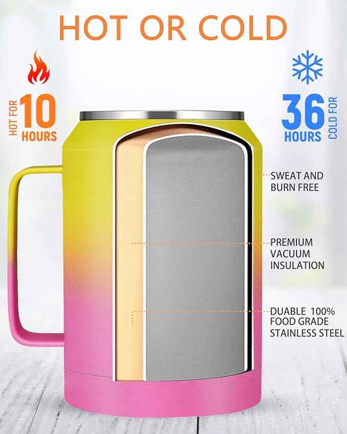 Zenbo 32 oz Mug Tumbler – Stainless Steel Vacuum Insulated Mug with Handle,Lid and Straw,Keeps Drinks Cold up to 36 Hours – Sweat-Proof Body, Dishwasher Safe