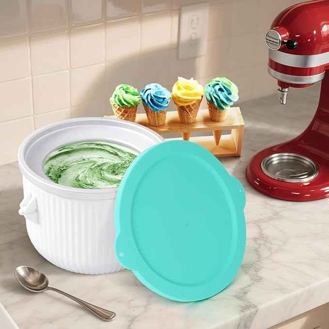 Silicone Lid Compatible with KitchenAid 2QT Ice Cream Mixing Bowl and 5QT Stainless Steel Bowl, Dishwasher Safe, Microwave Up to 200°C (392°F), Freezer Safe (Not Included)