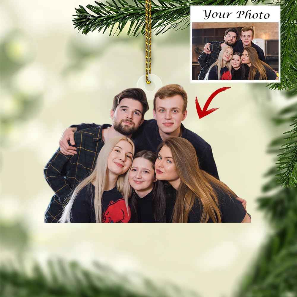 Customized Photo Ornament for Xmas Tree 2D, Personalized Christmas Ornament with Photo, Xmas Family Friend Gifts, Custom Picture Family Christmas Ornament 2025, Hanging Christmas Decor