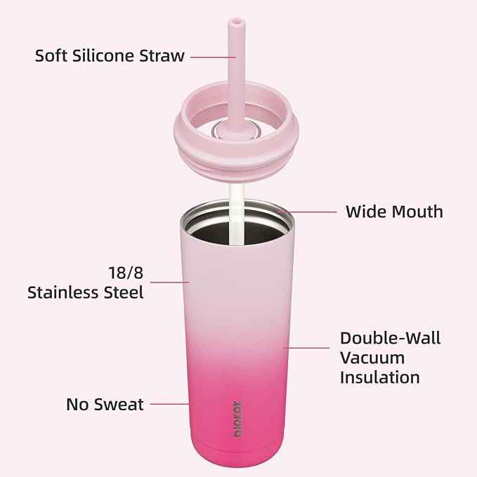 BJPKPK Insulated Tumbler with Lid and Straw,20 oz Stainless Steel Travel Coffee Mug,Spill Proof Thermal Cup,Keep Drinks Cold and Hot,Cherry Blossom
