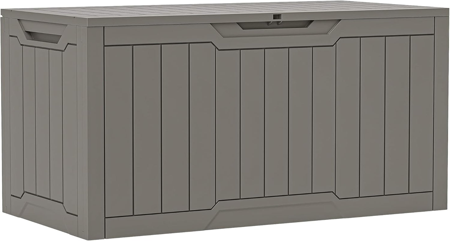 YITAHOME 100 Gallon Outdoor Storage Box, Large Water Resistant Resin Deck Box, Indoor Outdoor Lockable Storage Container for Patio, Garden, Cushions, Tools, Equipment (Taupe)